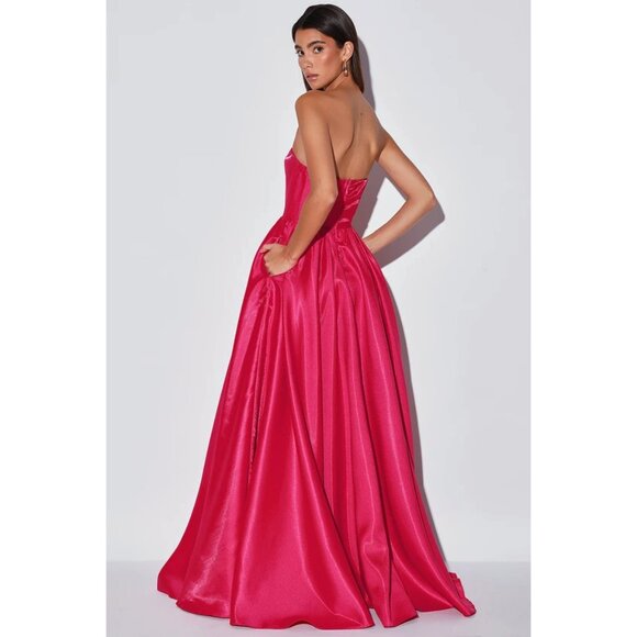 Lulus Revel in the Magic Taffeta Strapless Maxi Dress With Pockets, Prom Gown - Picture 3 of 8